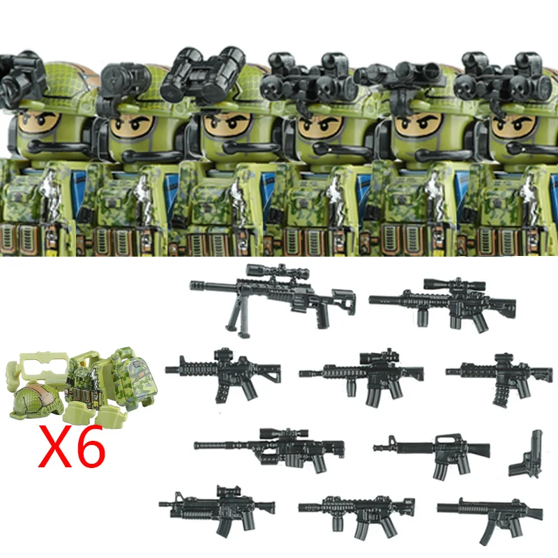 Militär-Spezialeinheiten-Serie Bausteine Stadt-Polizei Kommando SWAT Armee-Soldat Figur Gasmaske Waffen Bausteine Spielzeug