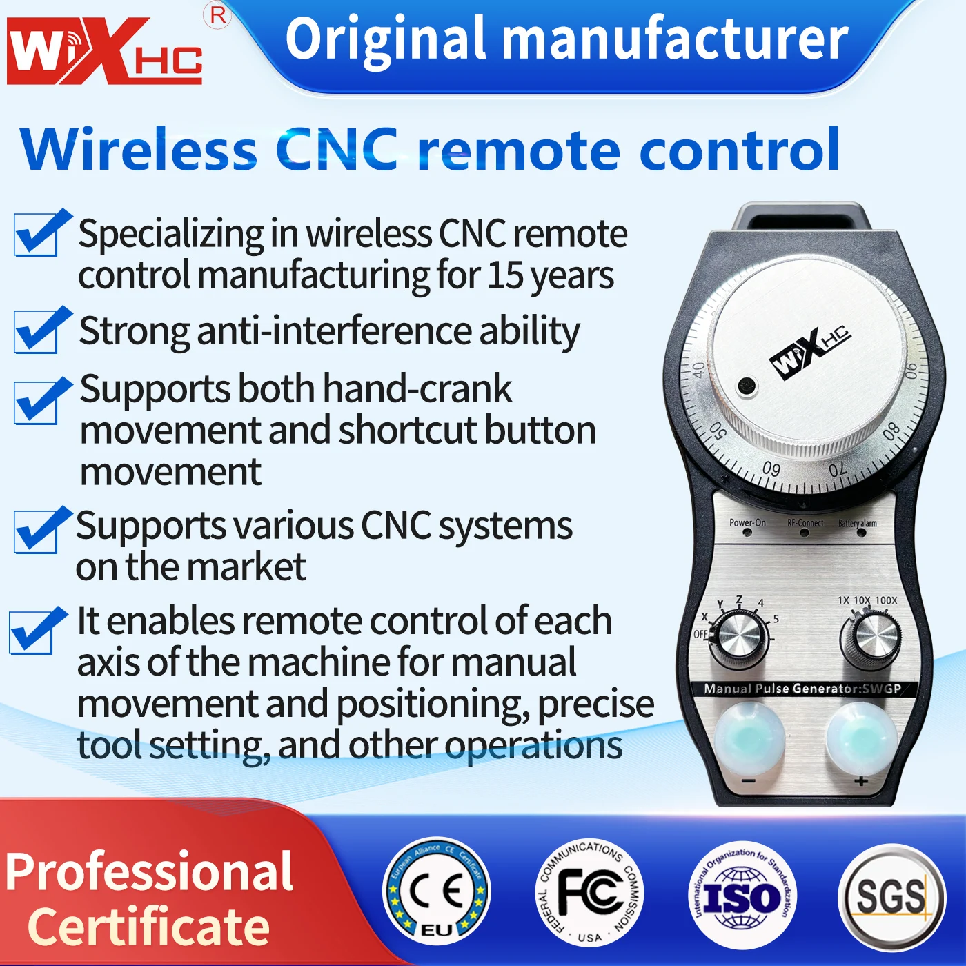 

WIXHC CNC Wireless Handle Encoder MPG Pendant CNC 5 Axis Handwheel CNC Control Pendant for CNC Milling Lathes CNC Machines