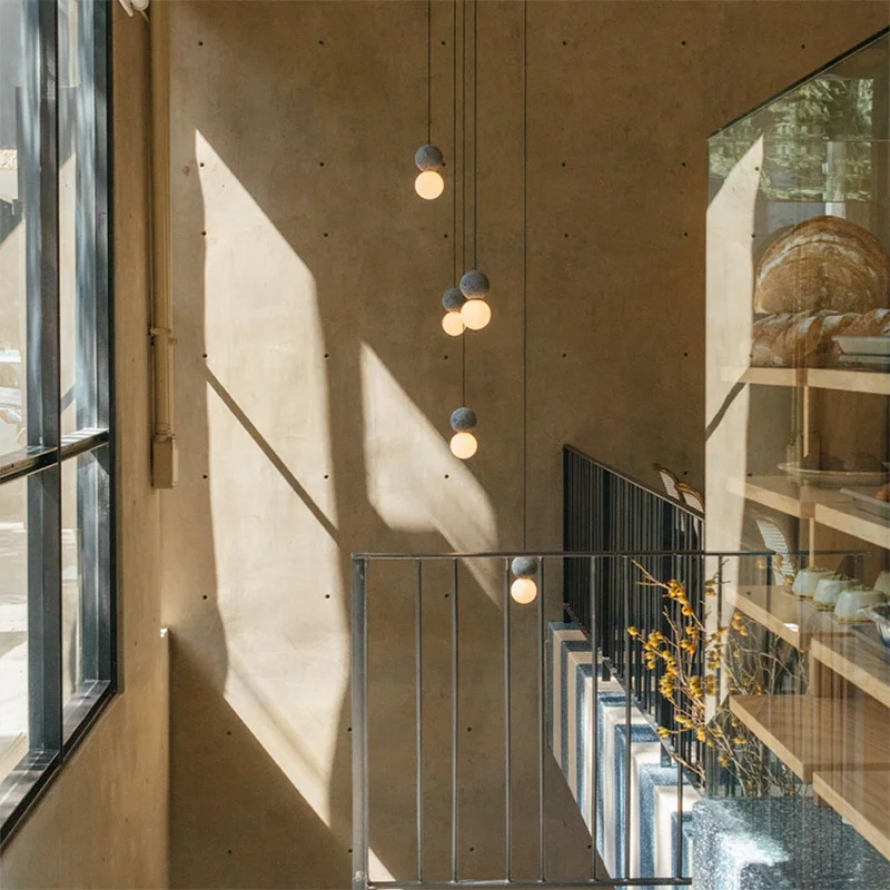 Minimalist Terrazzo Pendant Light Nordic Staircase Light Bar Restaurant Simple Bedroom Bedside Pendant Lamp - Image 3