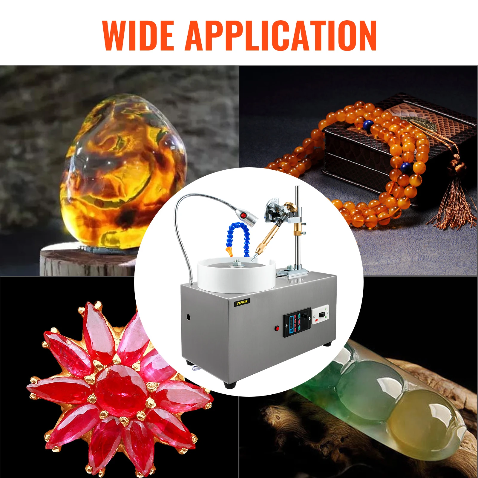 VEVOR 180W Gem Faceting Machine con manipolatore sfaccettato Led Light Water Pump 2800RPM Flat Gemstone Processing Jade Angle Polisher