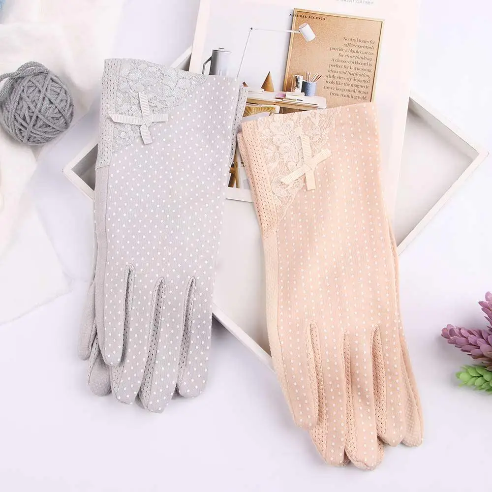 

Summer Lady Breathable Slip Resistant Anti Uv Sunscreen Gloves Driving Glove Touch Screen Lace Gloves