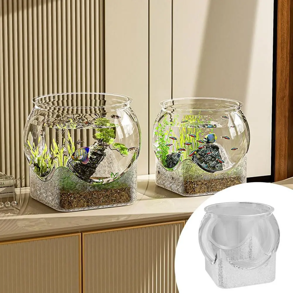 New Clear Fish Tank Round Enhance Viewing Experience Desktop Aquarium Multifunctional Resistant Falling Ornamental Fish Decor