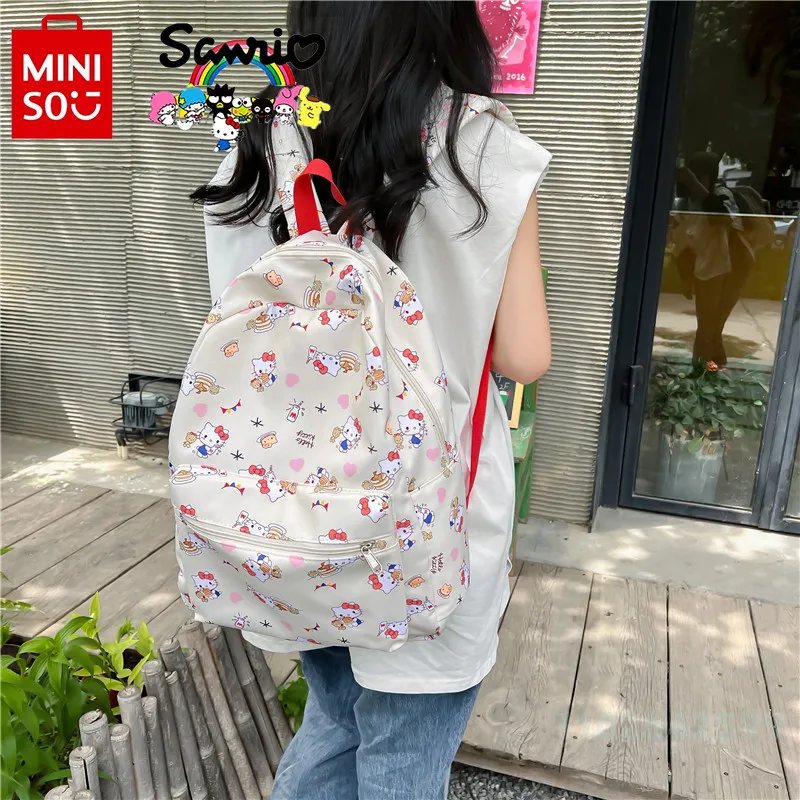 Miniso Hello Kitty Women's Backpack Fashion High Quality Waterproof Girl Backpack Cartoon Large Capacity Student Backpack