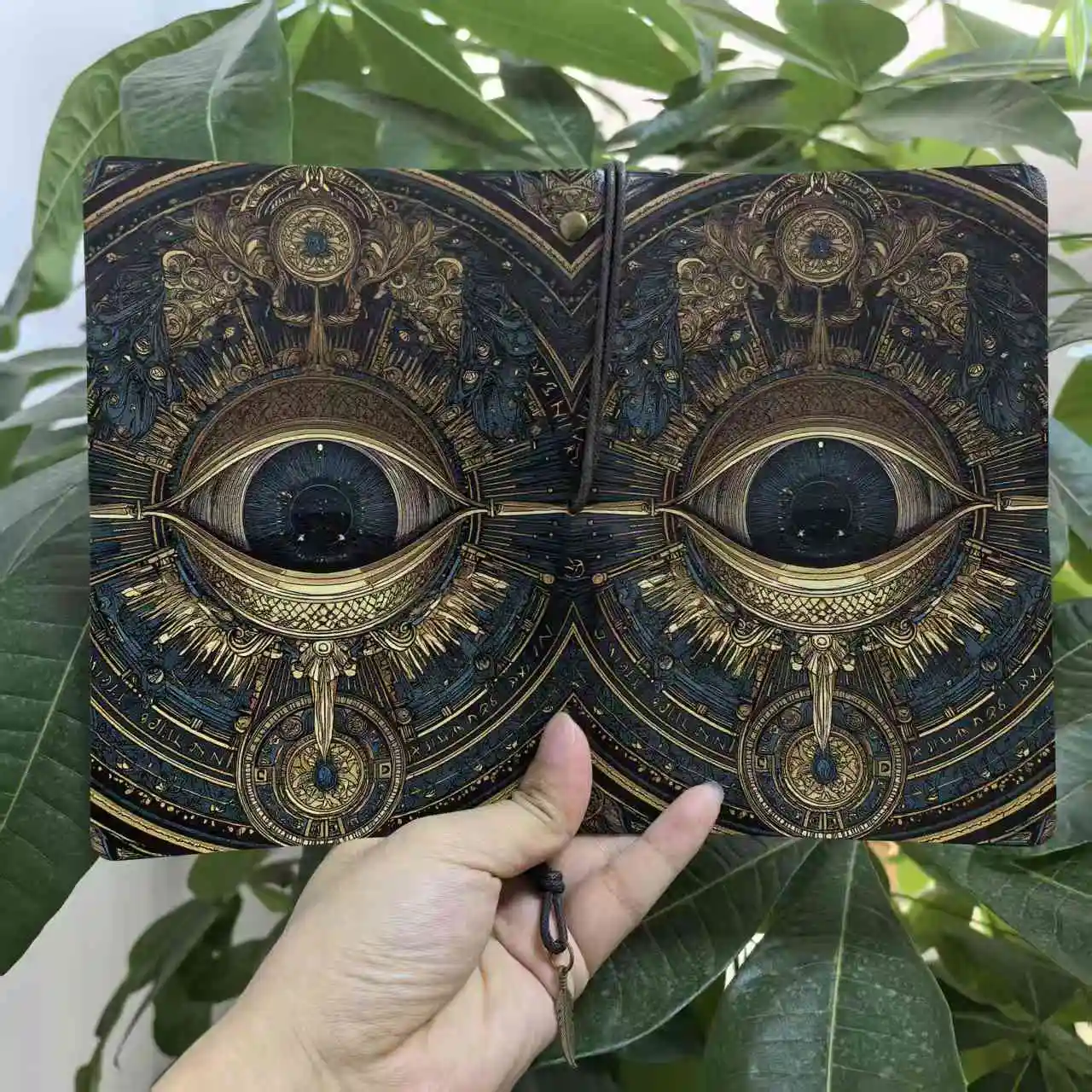 Vintage Allsehendes Auge Leder-Notizbuch, Nachfüllbares Retro-Reisejournal, Gotisches Hexerei-Okkult-Notizbuch, Tarot-Liebhaber Bestseller – Detail 1