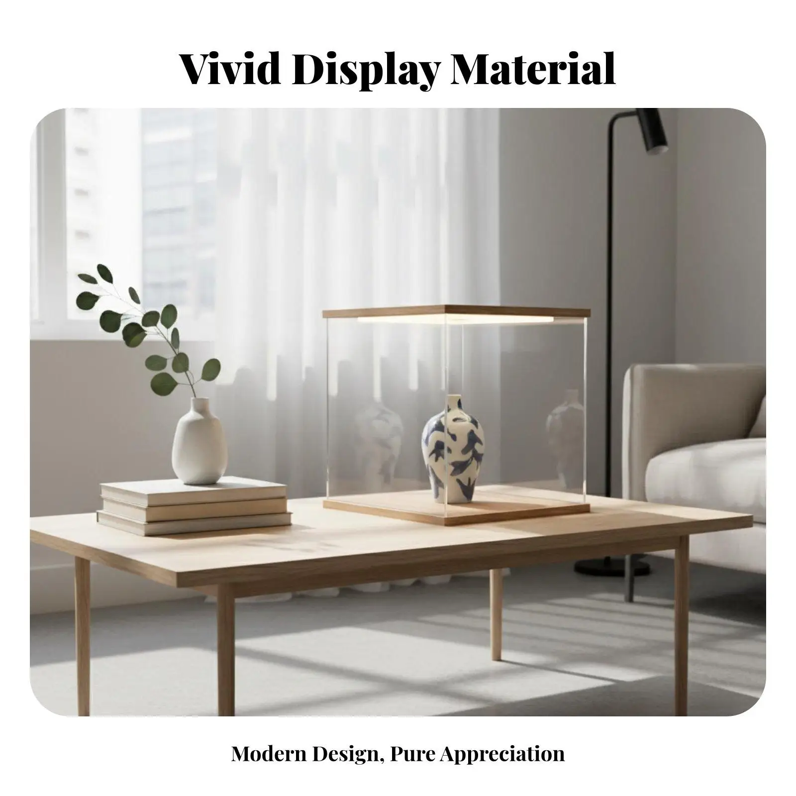 Lighted Display Display Assembled-in Lighted Acrylic Showcase Glueless Assembly Stackable Acrylic Case for Collectors, Desktop,