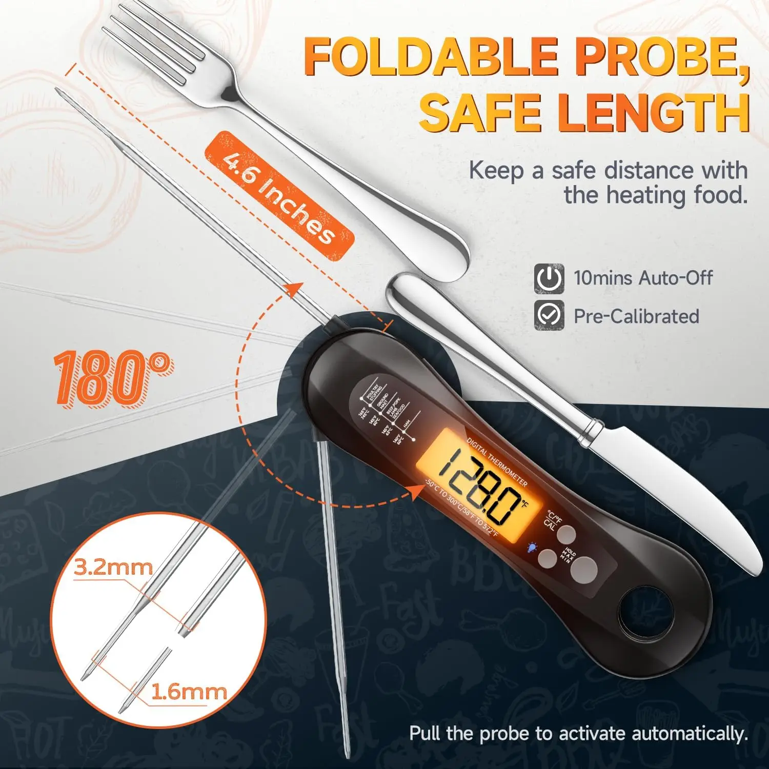 Digital Meat Thermometer Waterproof IP67 with 2 Probes for Kitchen BBQ Grill Cooking Fast Food Measurement Tool - view 3