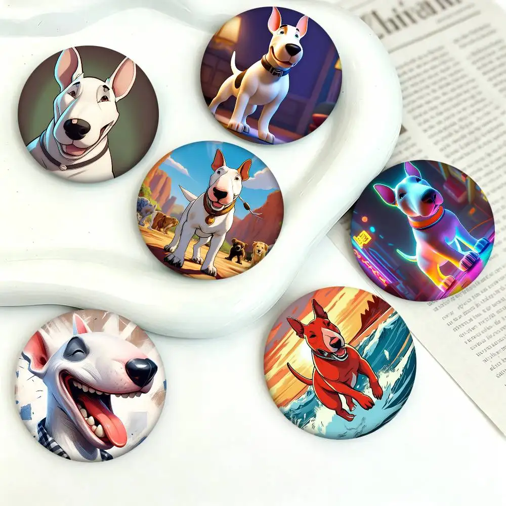 1pc Cartoon Bull Terrier Series Cartoon Style Badge Brooches On Backpack Decoration Round Enamel Pins For Accessorys