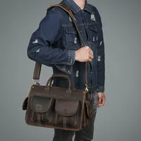 Shoulder Bag High Quality Leather Crossbody Bag Business Travelling Messenger Men Large Hand Vintage Side Messenger Bag