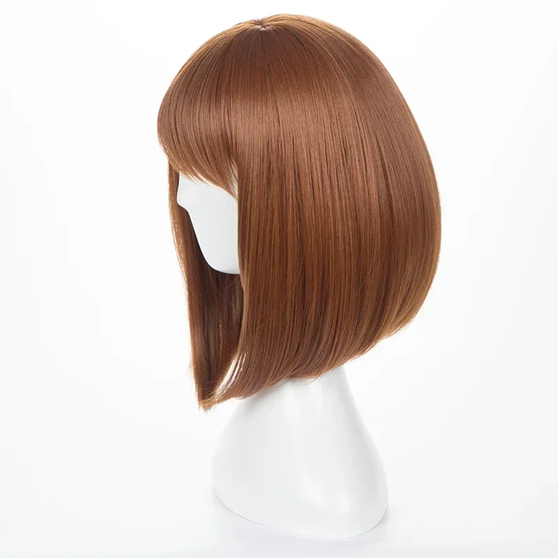 Perruque courte brune résistante à la chaleur pour cosplay, costume d'anime My Hero Academia Ochako Uraraka, perruques synthétiques