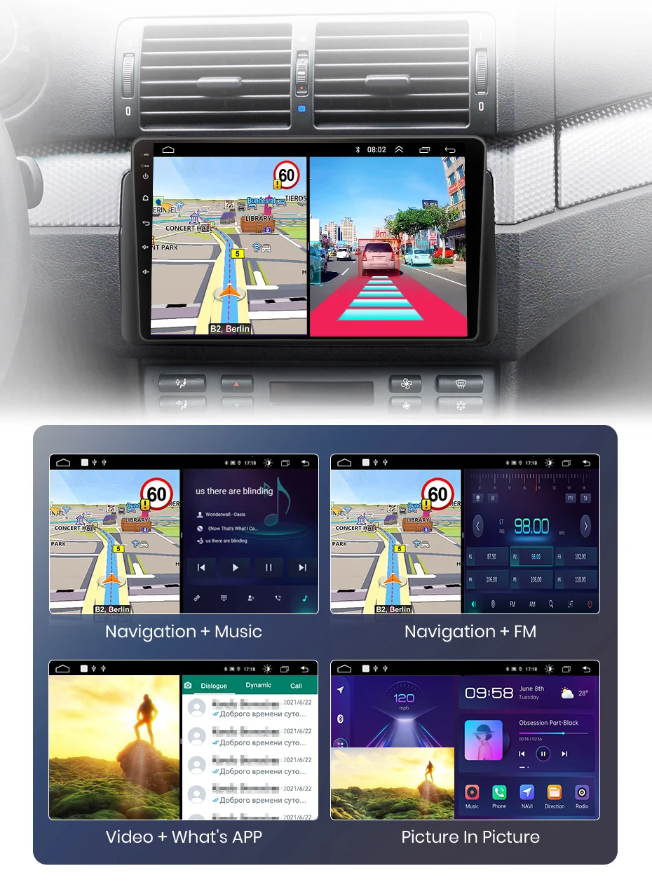 Junsun Kabelloses CarPlay Android Auto Autoradio für VW Golf 4 Jetta MK4 1997-2003 2 DIN Multimedia-Stereoanlage mit Eingebautem Kühlventilator GPS-Navigation SWC Bluetooth FM RDS DSP IPS-Bildschirm Auto-Intelligentes System 4G WiFi 8-Kern Plug&Play Haupteinheit – Detail 21