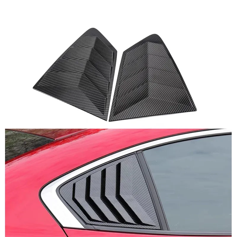 Car Rear Louver Window Side Shutter Cover Fit For Mazda 3 Axela Sedan 2020 -2022 Trim Sticker Vent Scoop ABS Carbon Fiber Black