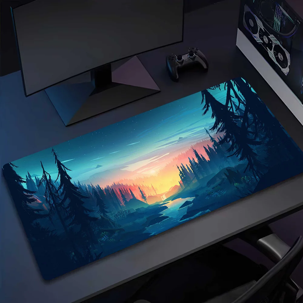 لوحة ماوس مطبوعة عالية الدقة من Firewatch Forest ، مطاط ، مانع للانزلاق ، وسادات مكتب طويلة ، لوحة مفاتيح للألعاب ، كمبيوتر ، مكتب ، طاولة ألعاب ، XXL
