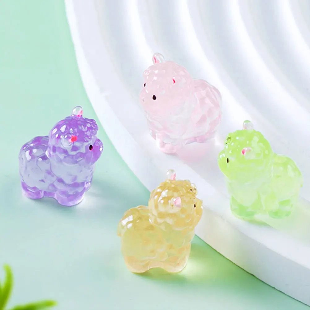 

12pcs Luminous Alpaca Mini Resin Ornaments Glow In Dark Home Decor Micro Landscape Accessories Miniature Animal Statues For