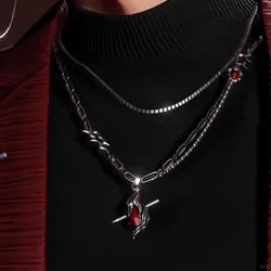 Anime Love and Deepspace Sylus Cosplay a través del corazón superposición collar amuleto collares colgantes guarnición regalo de cumpleaños de Navidad