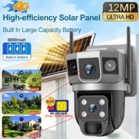 V380 Pro 12MP 4G Solar Camera CCTV Three Screen Auto Tracking Outdoor Built-in battery 6K Security Surveillance PTZ Camera
