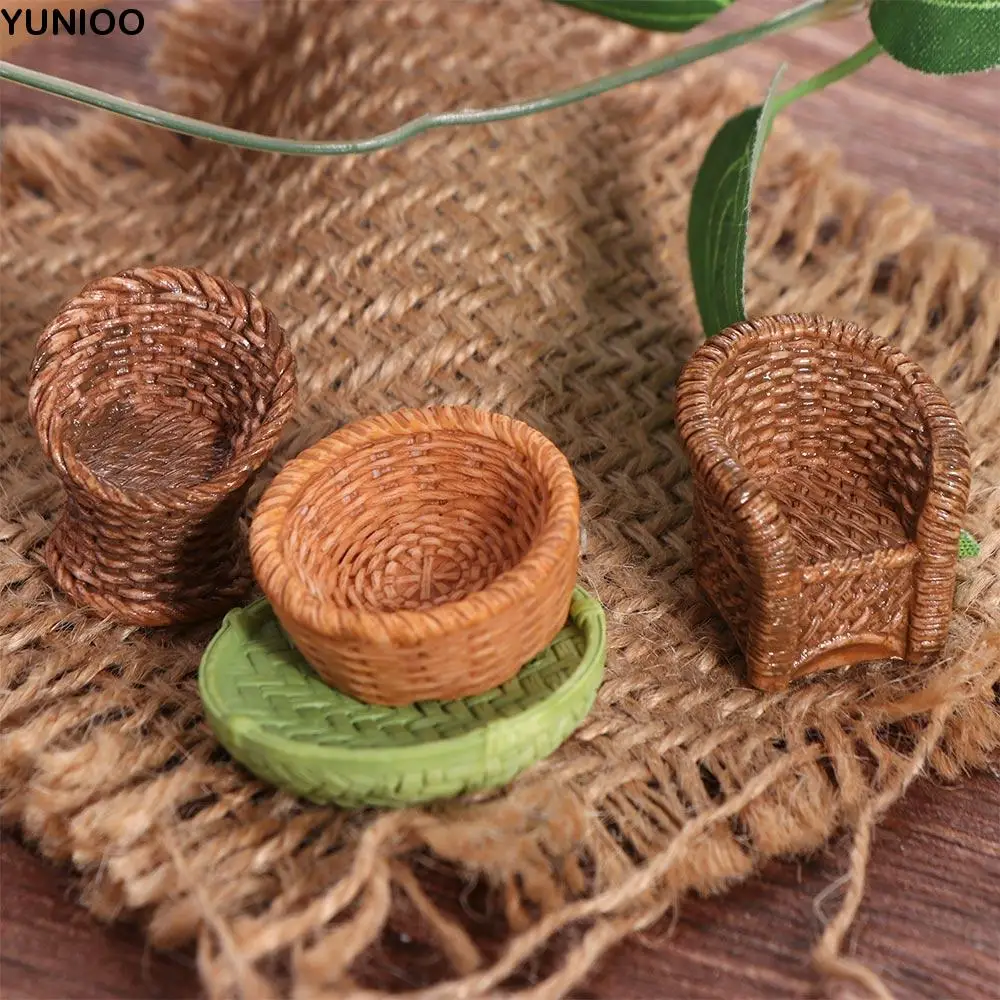 

Simulation Simulation Bamboo Basket Chair Dustpan Dollhouse Miniature Model 1/12 Furniture Decoration Collection
