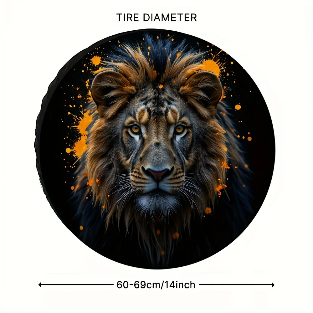 Golden Lion Head Tire Cover Polyester Spare Wheel Protector Waterproof Outdoor Accessory