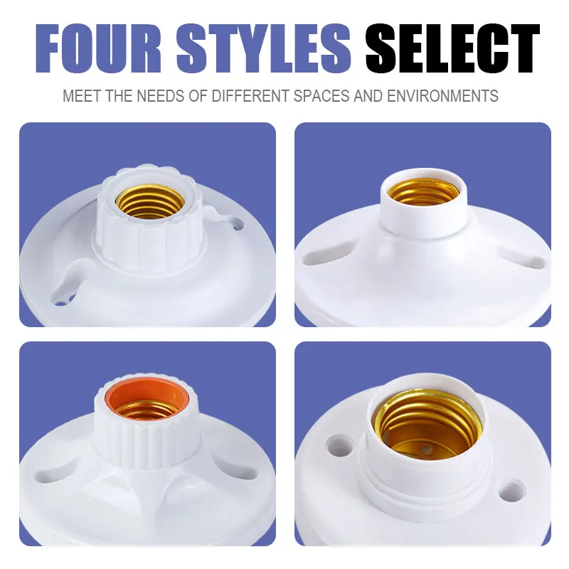 4 types of E27 lamp sockets, nut sockets, white ceiling lights, multifunctional bulbs, fixed base brackets, bulb sockets