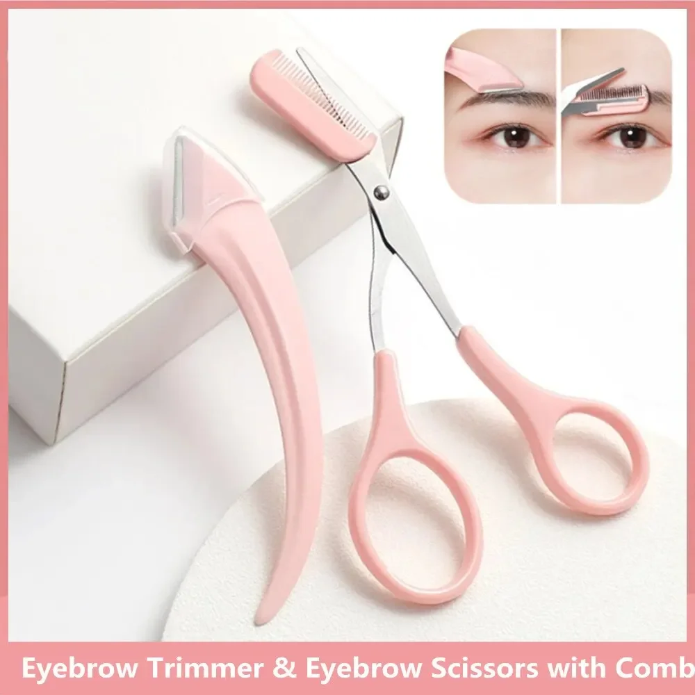 Wholesale Eyebrow Trimming Knife Eyebrow Face Razor For Women Professional Eyebrow Scissor With Comb Brow TrimmerScraper Accesso
