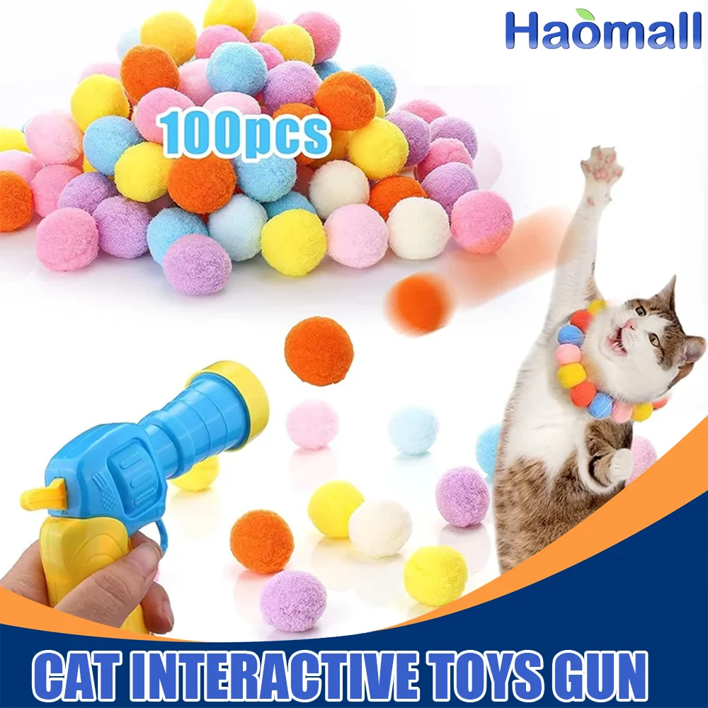 

Cat Toys Interactive Launch Training Toy For Pet Kitten Creative Mini Shooting Gun Games Stretch Plush Ball Toys Pet Supplies