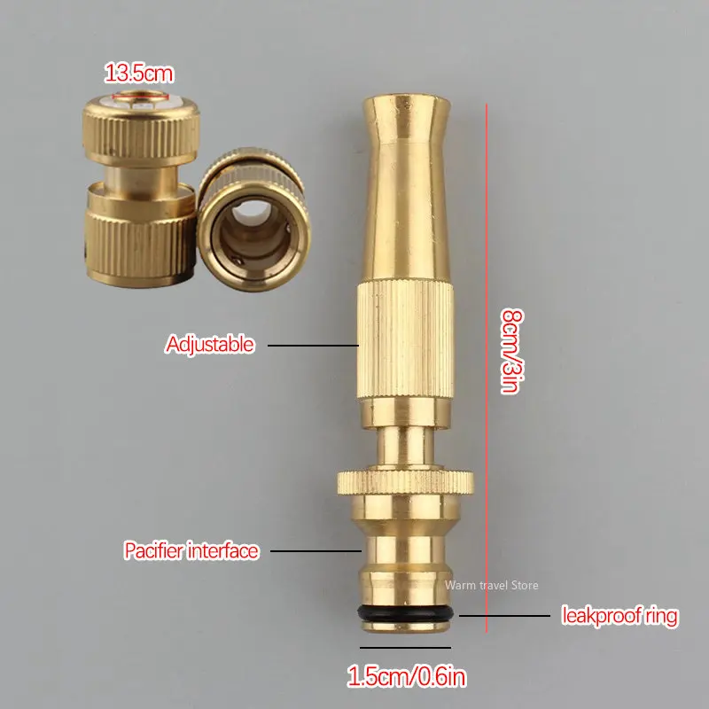 Spray Nozzle Water Gun Brass High Pressure Direct Spray Quick Connector Home Hose Adjustable Pressure Garden Sprinkler