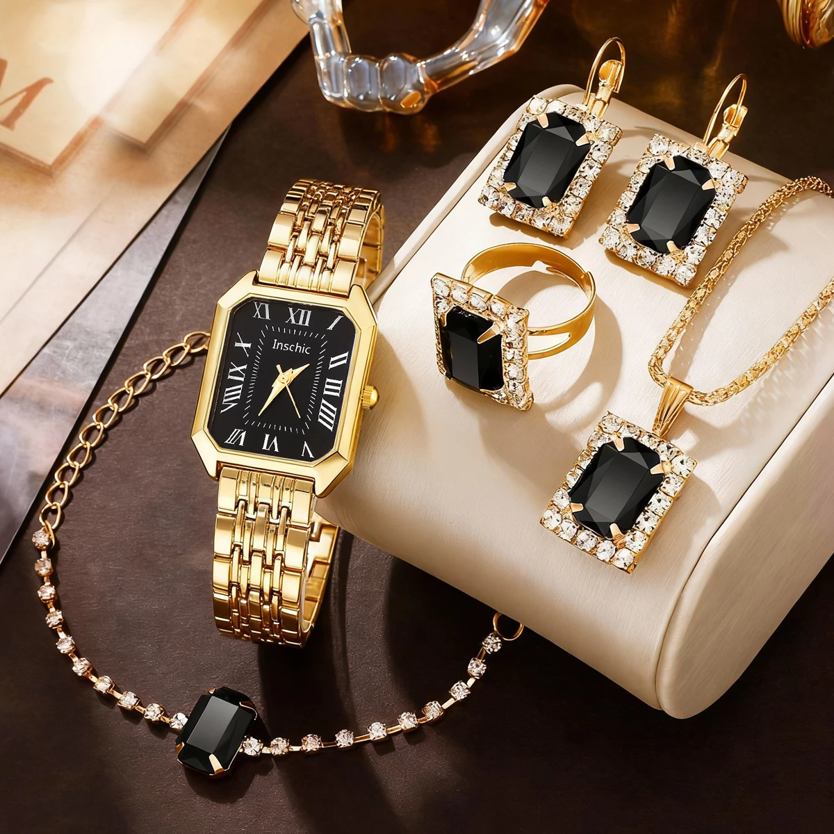 6-Piece Elegant Quartz Watch & Accessory Set | Versatile Daily Wear Gift for Friends & Family