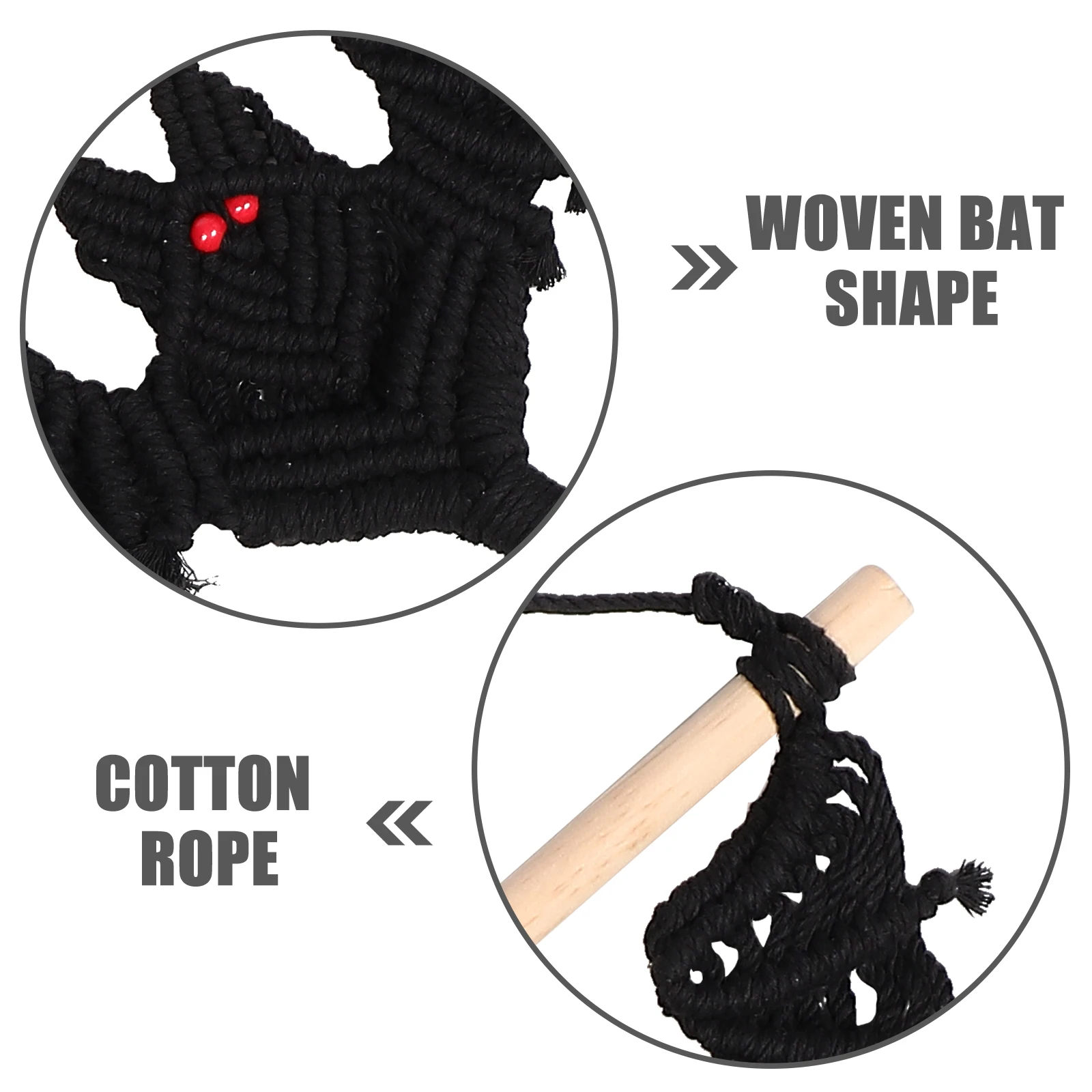 

Halloween nament Handmade Macrame Hanging Wall Pendant 3D Flying Bat Cotton Rope Wooden Stick Vivid Bat Pendants Party Door