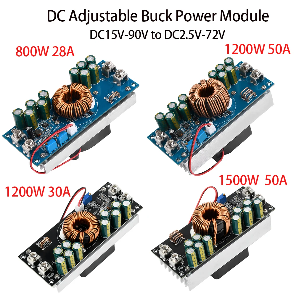 Conversor DC-DC Buck Ajustável, Módulo de Potência Step Down 1500W 1200W 800W, Placa de Fonte de Alimentação de Tensão Constante de 5V-90V para 2.5V-72V
