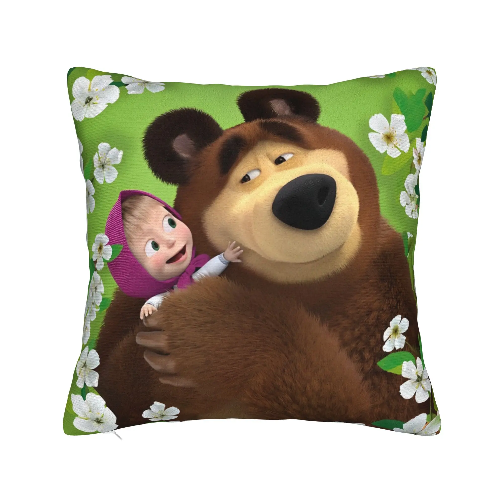 Cute Cartoon M-Masha and Bear  Pillowcase Printed Polyester Cushion Cover Decoration  Pillow Case Cover Home Drop Shipping 18''
