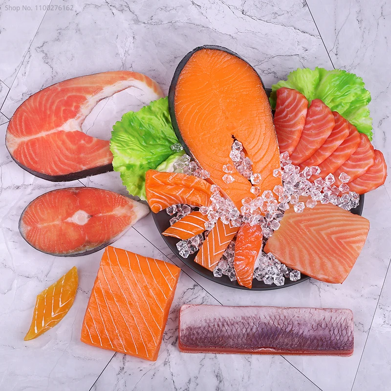 Food Display Props Hotel Restaurant Store Shop Decoration Fake Simulation Sushi Salmon Tuna Fish Block Portion Slices Model