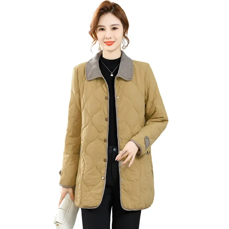 

Autumn Winter Mid-Long Women's Cotton Jacket 2023 New Fashion Loose Frivolous Jacket The Waist Pure Colour Outerwear Female