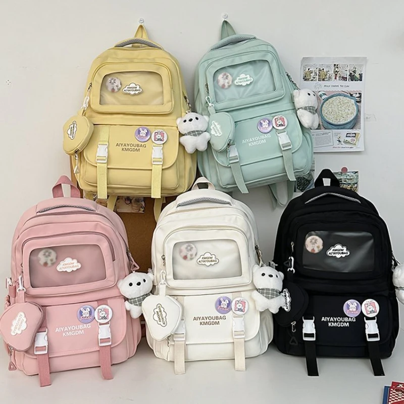 Mochilas escolares Kawaii das meninas Mori, leves, impermeáveis, mochilas para laptop para estudante adolescente, bolsas de ombro casuais femininas chiques