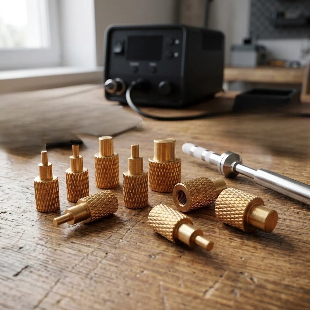 TS100-Compatible Hot Insert Nozzle Set for M2-M8 Copper Nuts Optimized for PLA ABS PC and Similar Thermoplastics