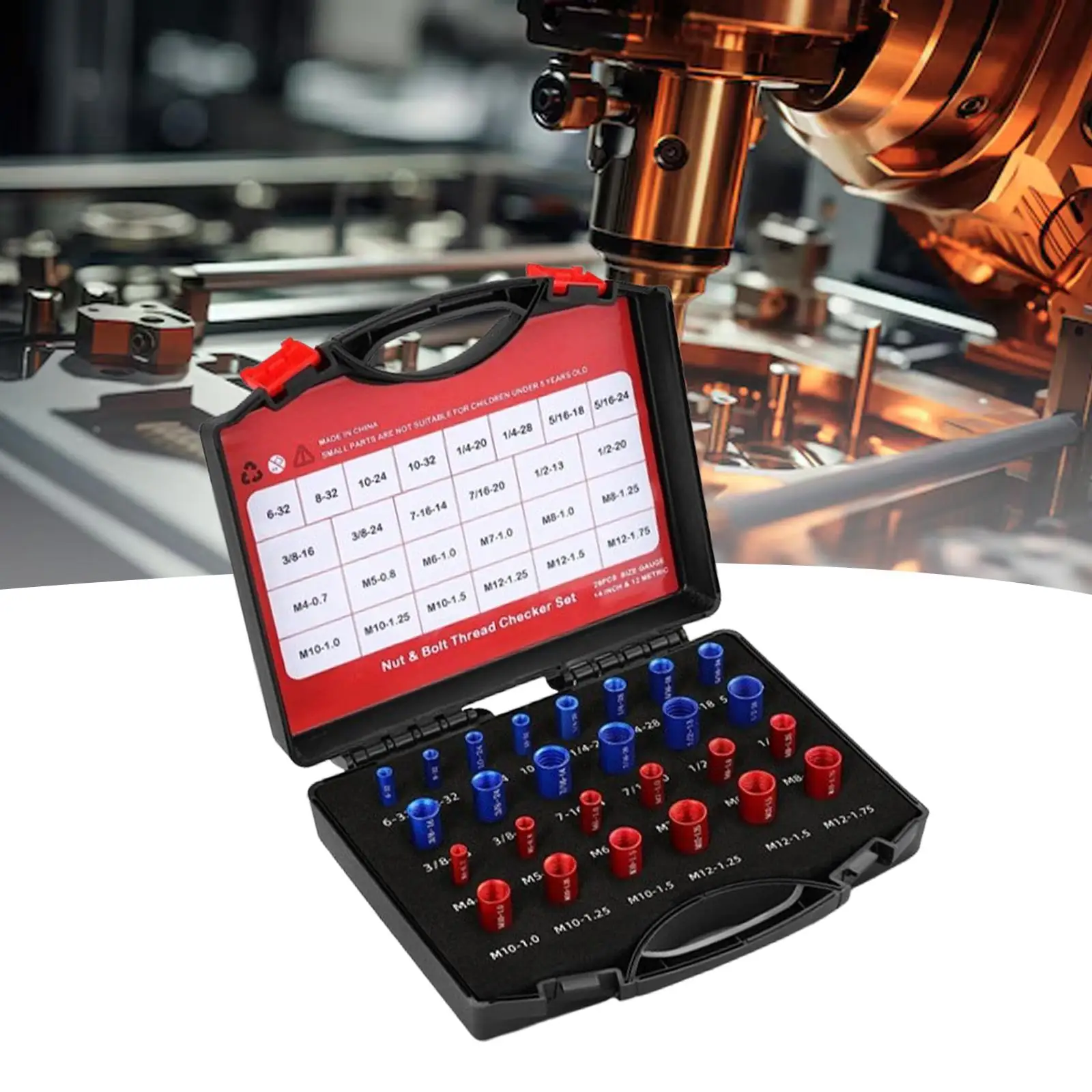 26x Nut and Bolt Thread Checker Bolt and Nut Identifier Gauge Box Metric Imperial Thread Checker for Auto Mechanics Handymen