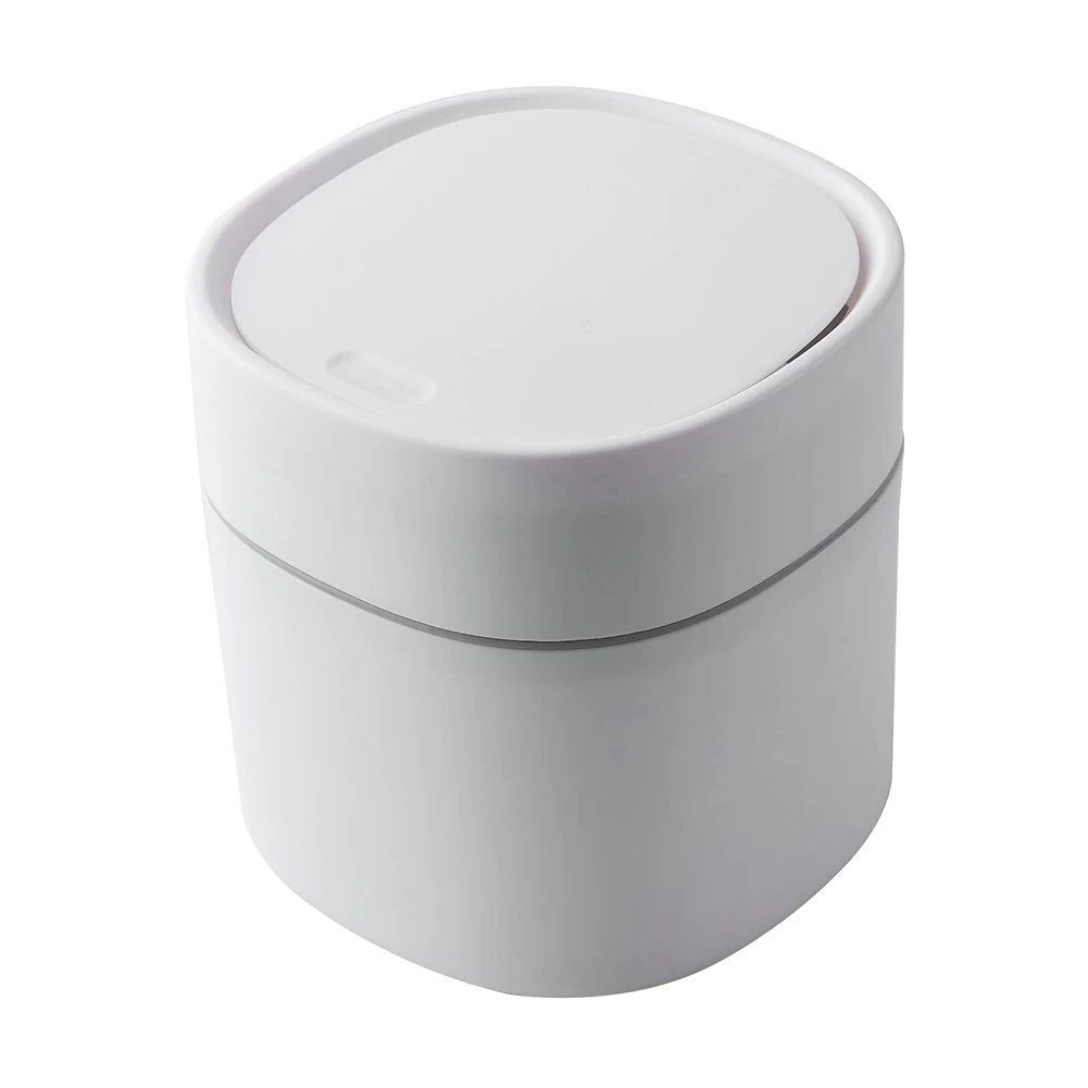 

Mini Wastebasket Plastic Desktop Rubbish Can Nordic Style Sundries Barrel Box Removable Lid for Office Desk Bathroom Vanity