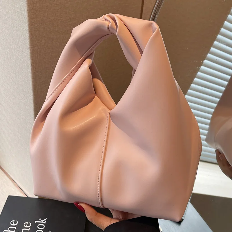 

2026 Hot Selling Stylish Twist Square Bag, Solid Color Top Clutch Bag, Simple and Versatile Commut Top-Handle Bags