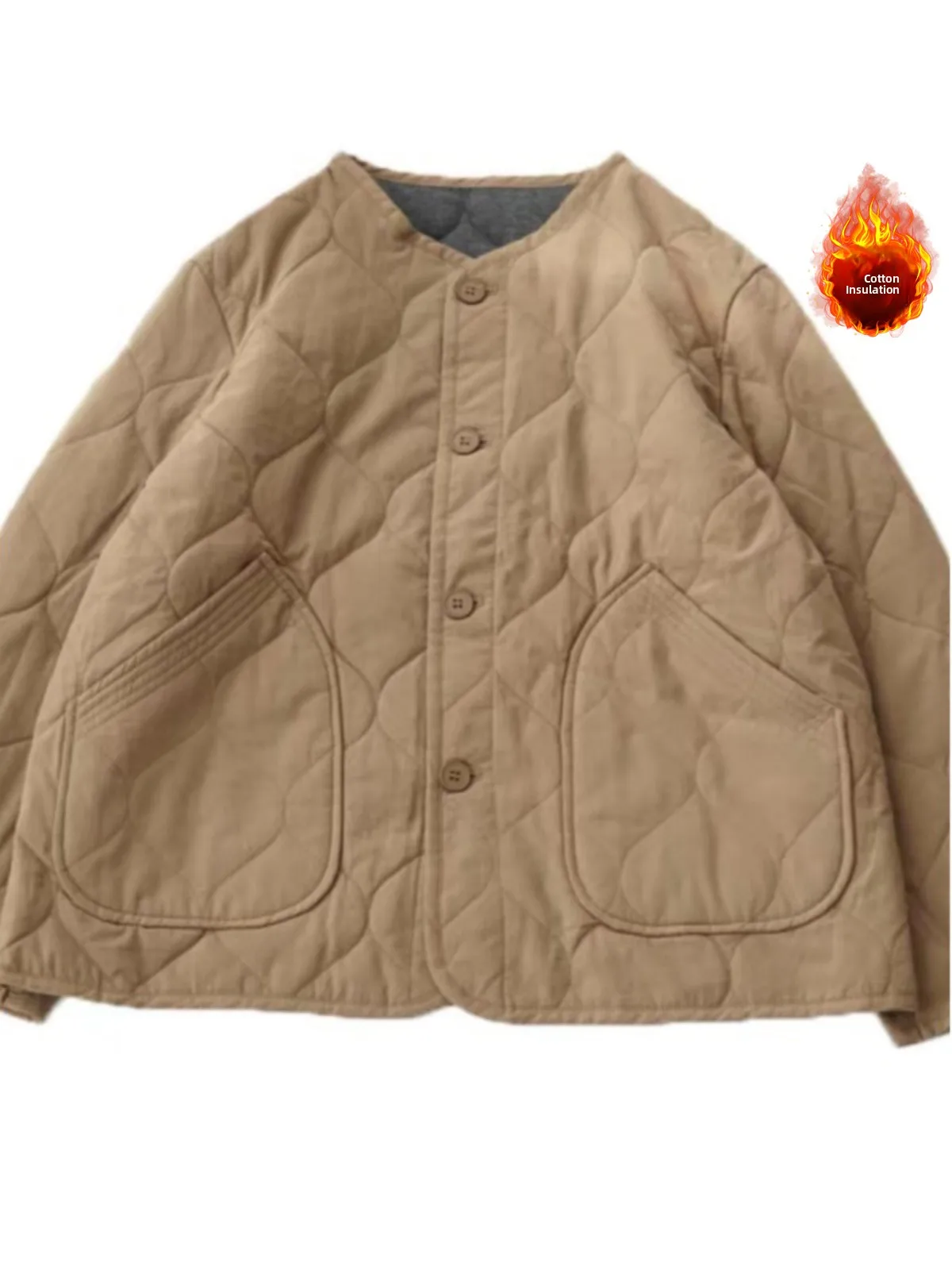 

Casual Lightweight Pure Color Cotton Jaet Coat for plus Size Women round Ne Spring Autumn Faionable Outerwear Coat