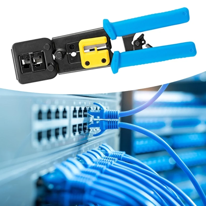 أداة تجعيد RJ45 أداة تجعيد Cat5 Cat6 أداة تجعيد إيثرنت لتمرير موصلات RJ45 من Cat6