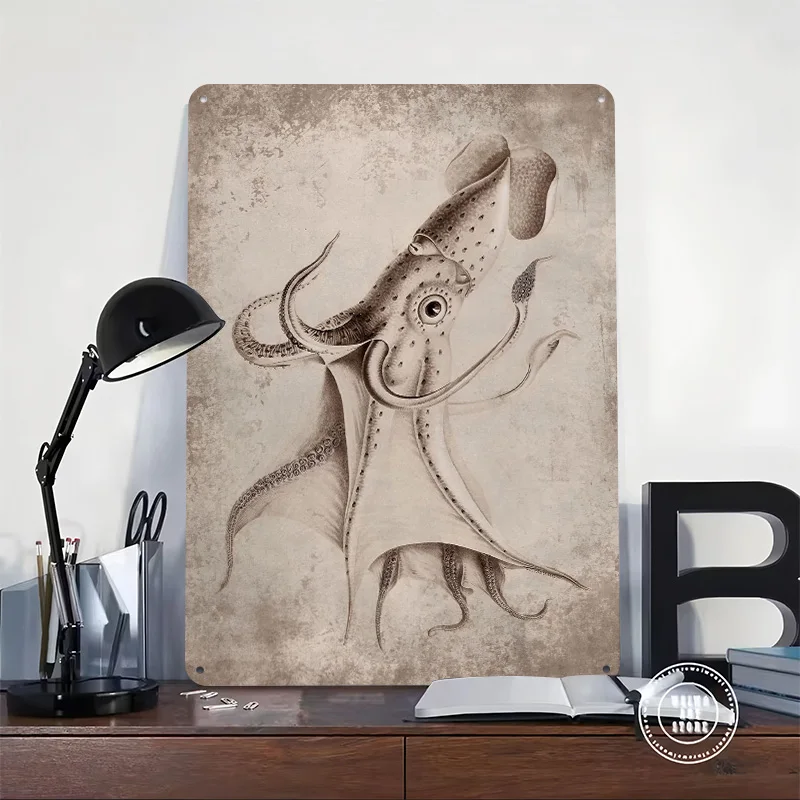 Vintage Squid 2 Metal Poster Perfect Gift for Fans Lovers Personalized Wall Art Metal Sign for Living Room Decoration Items Home
