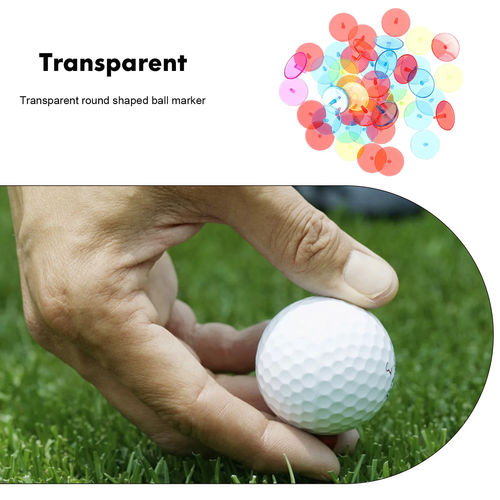 

50Pcs Golf Ball Markers Round Transparent Durable Plastic Bright Yellow Marker Convenient for Golf Position Ball Marker