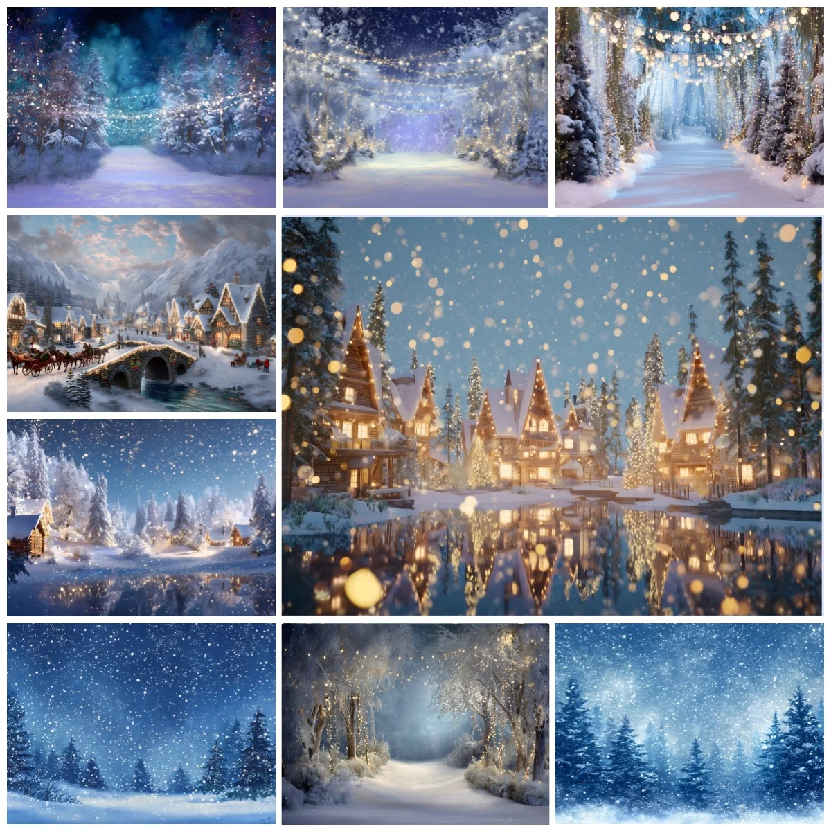 الشتاء الثلوج عيد الميلاد التصوير الخلفيات شجرة عيد الميلاد ضوء الغابات قرية ديكور حفلة عيد ميلاد الاطفال الكبار صورة خلفية