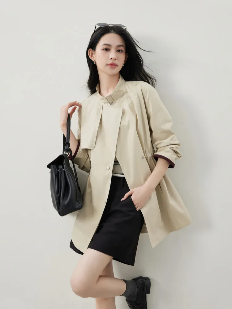 

Женское пальто-тренч для ранней весны, легкое, с кристаллическим блеском, современное деконструированное пальто-тренч с эффектом ветровки