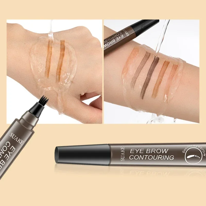 Microblading Eyebrow Pen 4 Forks Tip Eyebrow Tattoo Pencil Long Lasting Fine Sketch Liquid Eye Brow Make Up