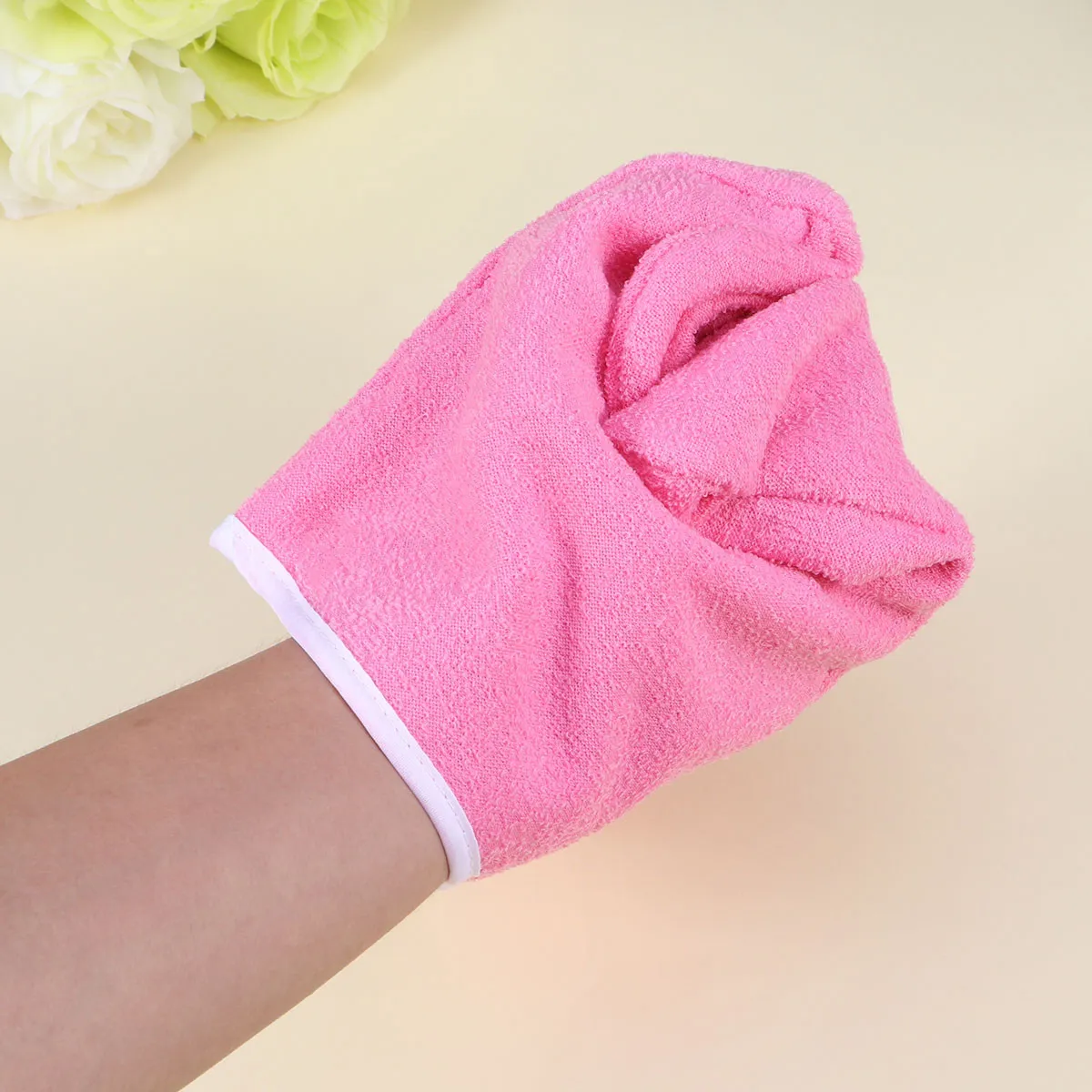 2 Pairs Pink Thick Warm Insulated Cotton Gloves Paraffin Wax Therapy Hand Spa Cover Cozy Treatment Mitts Bath Moisture