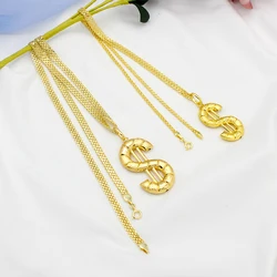 Hip Hop Dollar Pendant Necklace Women 24K Gold Plated Copper Fashion Jewelry Accessories With Link Chain For Men Party Gifts