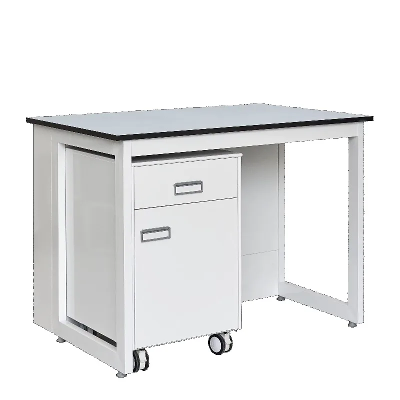Steel frame structure test bench, movable test bench with cabinet