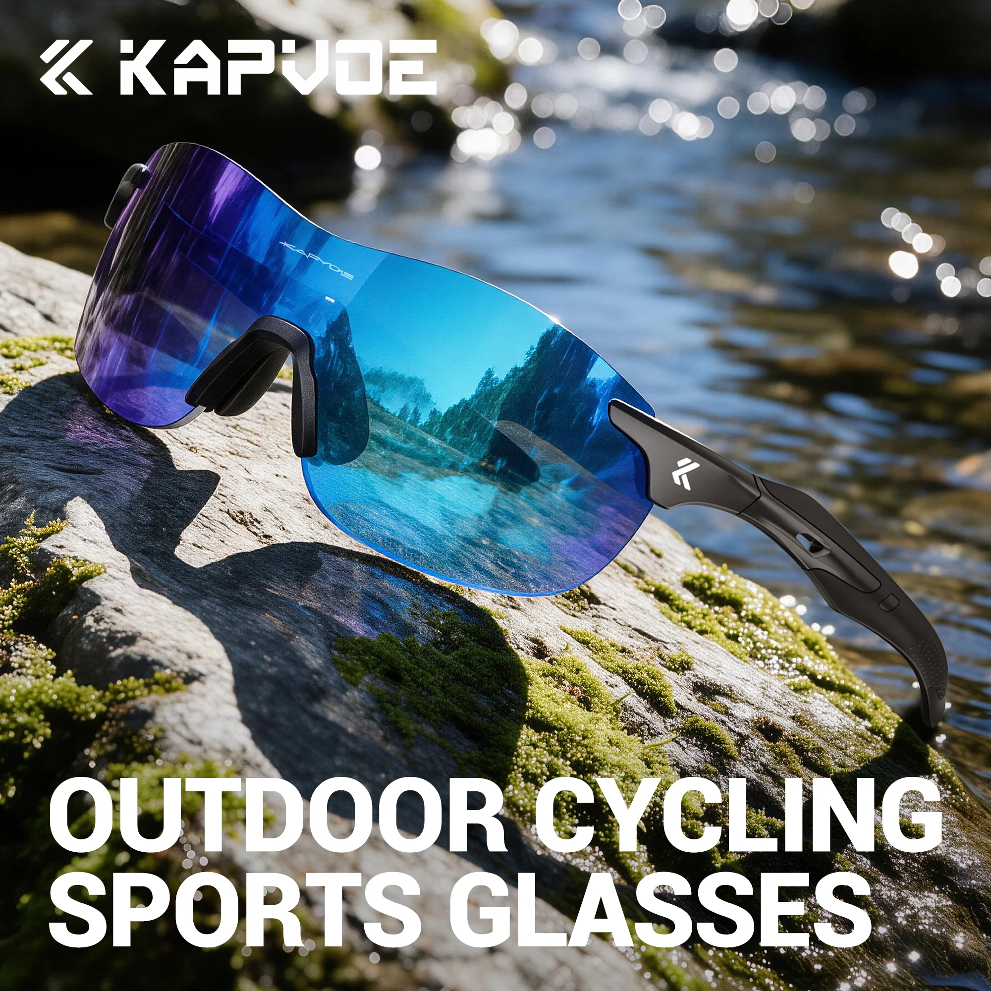 KAPVOE Ultraleichte randlose Marathon-Laufbrille, leichte Rennrad-Sonnenbrille, Camping-Fahrrad-Outdoor-Sportausrüstung