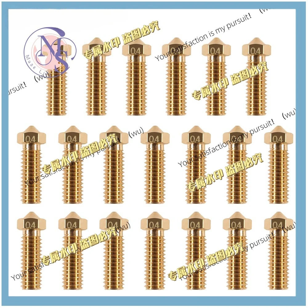 20 3D Brass M6 Threaded Nozzles for Volcanic Heater Block J-Type Hot End Extruder with 1.75mm Consumables