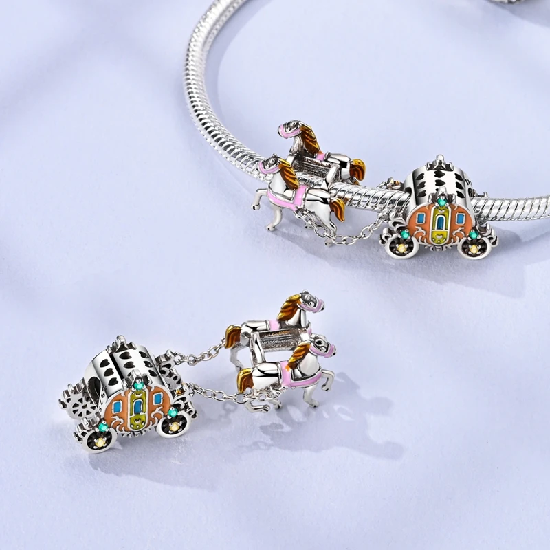 New Original 925 Sterling Silver Charms Beads Pendant Owl Bow Round Simple Zircon Beads for Women Fine Jewelry Making image 3