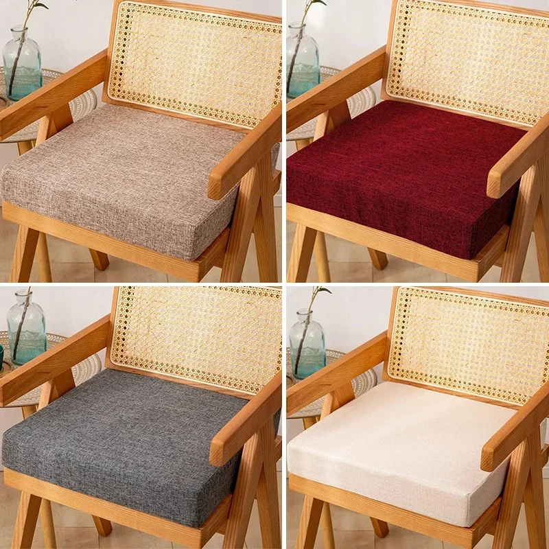 2027 New Washable Linen Seat Cushion, 35D High-Density Sponge Non-Slip Chair Pad, Thick Floor Window Sitting Mat for Office Home